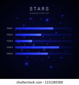 Modern business star vector chart on blue background.