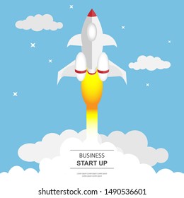 Modern business start up background. Business Startup Symbol. Vector Flat Design Rocket Launch.
