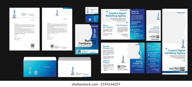 Modern business stationery set design media promotion
