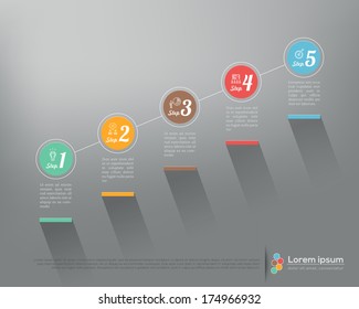 Modern business step by step options infographics Vector graphic design template