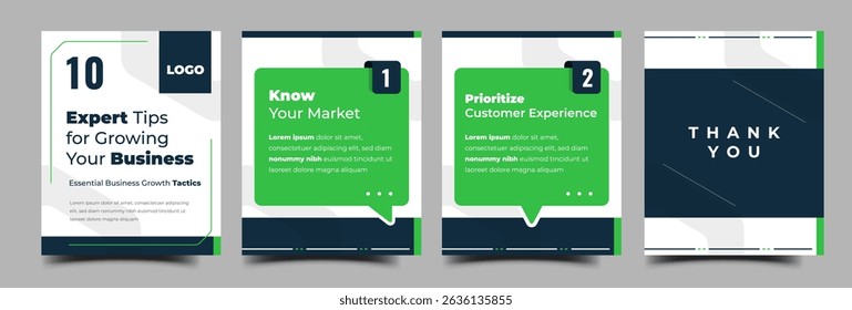 Modern business steps social media carousel template vector design