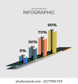 Modern business steps to success charts and graphs options banner. Vector illustration modern design template.vector