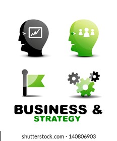 Conjunto de iconos modernos de vectores de negocios y estrategia