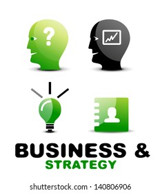 Modern business and strategy vector icon set