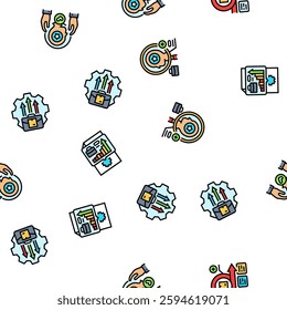 modern business strategy vector seamless pattern thin line illustration
