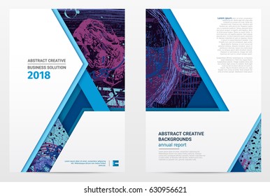 Modern business style graphic design template with expressive abstract digital textures