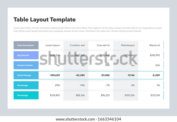 Modern Business Table Layout Template Place Stock Vector (Royalty Free ...