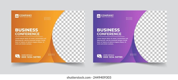 Modern business technology conference flyer and invitation banner template design for webinar, marketing webinar, etc