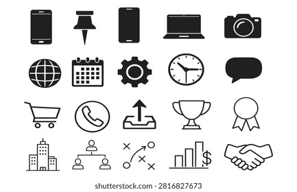 Modern business and technology vector icon set featuring a mix of outline and solid glyph symbols for communication, productivity, finance, e-commerce, and UI design. Ideal for websites, mobile apps, presentations, dashboards, and branding.

Hashtags:
#IconSet #Business #Technology #Vector #UI #UX #WebDesign #MobileApp #Glyph #Outline