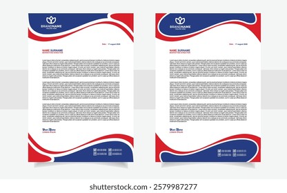 modern business teletterhead design template. red blue and white color