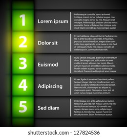 Modern business template for presentations or web design. You can move yellow gradient to highlight different options.