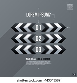 Modern business template with three numbered options on gray background. Neutral corporate style.