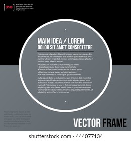 Modern business text background with simple white circle border. Neutral corporate style.