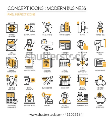 Modern business , Thin Line and Pixel Perfect Icons