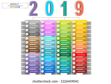 Modern business timeline process chart infographics template. Vector banner used for presentation and workflow layout diagram, web design. Abstract elements of graphic weekly plan. Vector EPS10
