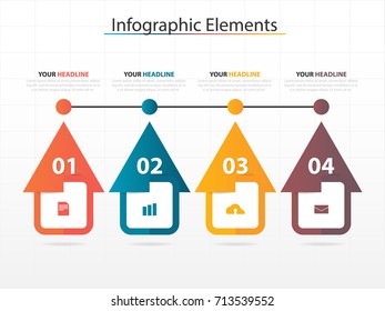 Modern business timeline process chart infographics template. Vector banner used for presentation and workflow layout diagram, web design. Abstract elements of graph 
