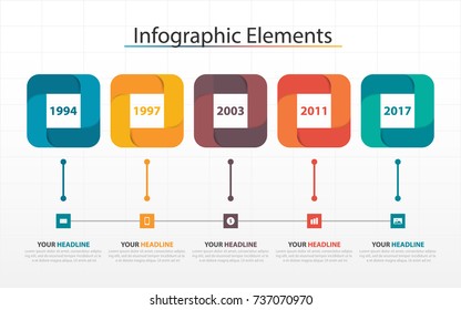 Modern business timeline process chart infographics template. Vector banner used for presentation and workflow layout diagram, web design. Abstract elements of graph 