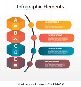 Modern business timeline process chart infographics template. Vector banner used for presentation and workflow layout diagram, web design. Abstract elements of graph 