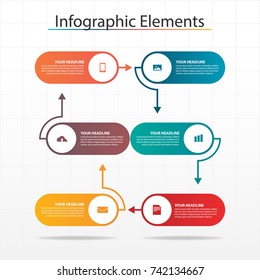 Modern business timeline process chart infographics template. Vector banner used for presentation and workflow layout diagram, web design. Abstract elements of graph 