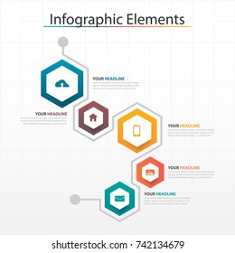 Modern business timeline process chart infographics template. Vector banner used for presentation and workflow layout diagram, web design. Abstract elements of graph 