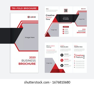 modern business tri-fold brochure template or company page design brochure, tri-fol for business and advertising.