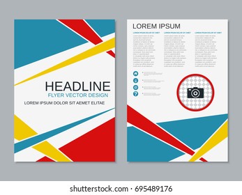 Modern business two-sided colorful flyer, booklet, brochure cover vector design template. A4 format