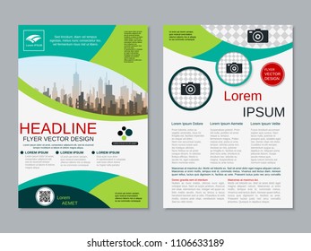 Modern business two-sided flyer, booklet, brochure cover vector design template. A4 format