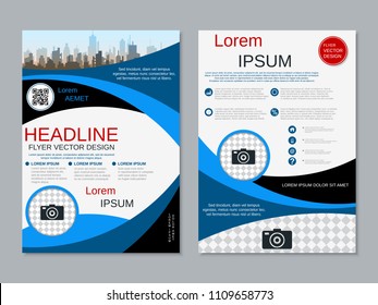 Modern business two-sided flyer, booklet, brochure cover vector design template. A4 format