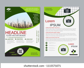 Modern business two-sided flyer, booklet, brochure cover vector design template. A4 format