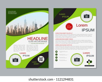 Modern business two-sided flyer, booklet, brochure cover vector design template. A4 format