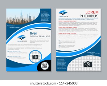 Modern business two-sided flyer, booklet, brochure cover vector design template. A4 format