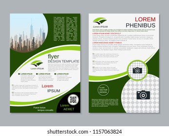 Modern business two-sided flyer, booklet, brochure cover vector design template. A4 format