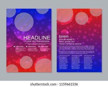 Modern business two-sided flyer, booklet, brochure cover vector design template. A4 format. Abstract colorful background