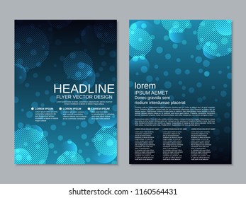 Modern business two-sided flyer, booklet, brochure cover vector design template. A4 format. Abstract style background