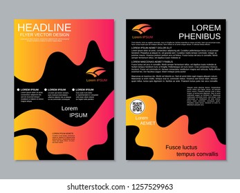 Modern business two-sided flyer, booklet, brochure cover vector design template. Abstract geometric style gradient background. A4 format