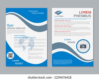 Modern business two-sided flyer, booklet, brochure cover vector design template. A4 format