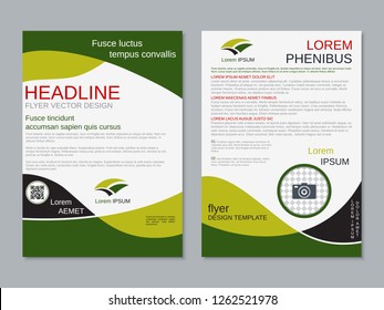 Modern business two-sided flyer, booklet, brochure cover vector design template. A4 format