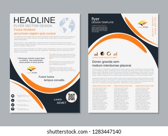Modern business two-sided flyer, booklet, brochure cover vector design template. A4 format