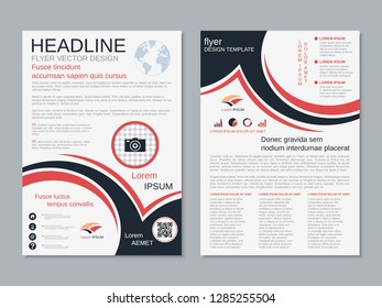 Modern business two-sided flyer, booklet, brochure cover vector design template. A4 format