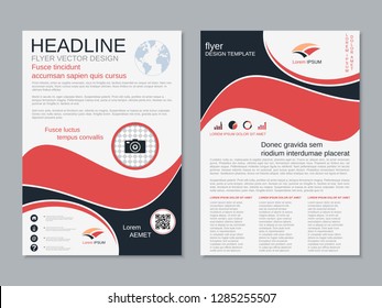 Modern business two-sided flyer, booklet, brochure cover vector design template. A4 format