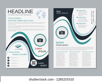 Modern business two-sided flyer, booklet, brochure cover vector design template. A4 format