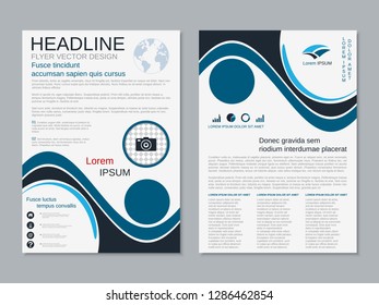 Modern business two-sided flyer, booklet, brochure cover vector design template. A4 format