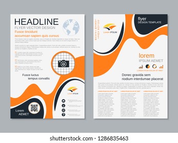 Modern business two-sided flyer, booklet, brochure cover vector design template. A4 format