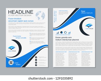 Modern business two-sided flyer, booklet, brochure cover vector design template. A4 format