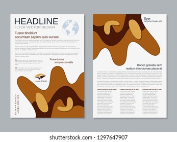 Modern business two-sided flyer, booklet, brochure cover vector design template. Paper cut 3D colorful background. A4 format