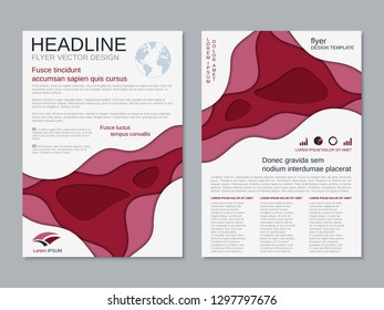 Modern business two-sided flyer, booklet, brochure cover vector design template. Paper cut 3D colorful background. A4 format