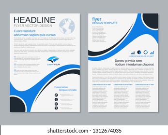Modern business two-sided flyer, booklet, brochure cover vector design template. A4 format