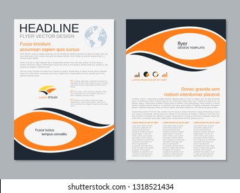 Modern business two-sided flyer, booklet, brochure cover vector design template. A4 format