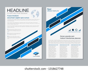 Modern business two-sided flyer, booklet, brochure cover vector design template. A4 format