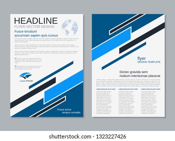Modern business two-sided flyer, booklet, brochure cover vector design template. A4 format